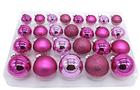 DARO DEKO Weihnachts-Kugel Mix Paket 52 Stück pink