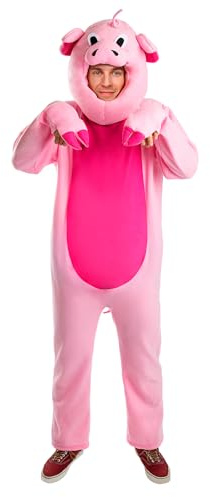 Funidelia Disfraz de cerdo para adultos, Incluye mono completo y cabeza, Animales - Traje para adultos para fiestas, Carnaval y Halloween - Talla M
