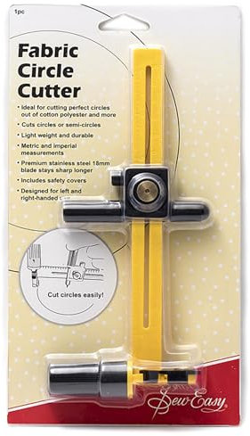 Sew Easy Fabric Circle Cutter – Left & Right Handed, Metric & Imperial for Circles & Semi Circles, 18mm Blade