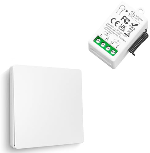 Interruptor De Luz Inalámbricas Autoalimentado, Tedeligo Sin Batería Interruptor A Prueba De Agua 220V 10A Relé Transmisor De Radio Rango De Control De 50M Para Iluminación De Lámpara (1 a 1)