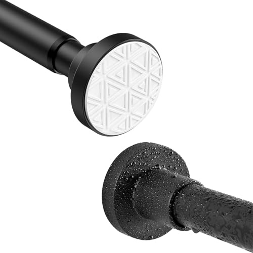 Bastone Tenda a Pressione Estensibile 100-290cm Senza Forare Asta Telescopica in Acciaio Inox Bastone Tenda Doccia Nero Antiscivolo & Mai Rustico per Finestra, Armadio, Porta