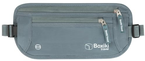 Cintura Portasoldi da Viaggio con Tecnologia Anti-RFID - Marsupio Nascosto per Contanti, Carte di Credito e Passaporto - Sicuro e Resistente all'Acqua - Adatto a Uomini e Donne - Colore Grigio