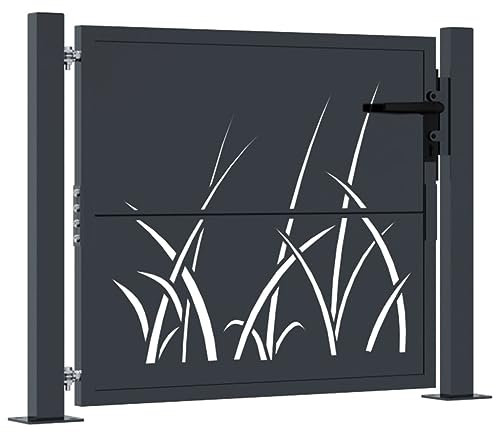 Tidyard Garden gate anthracite 105x105 cm steel grass design Model153167