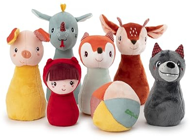 Lilliputiens - Kegelspiel für Babys aus Stoff - 6 lustige Kegel und Klangball - Bowling-Set für Kinder - Ideal zur Förderung der Motorik von Kleinkindern - Ab 18 Monaten - 83465