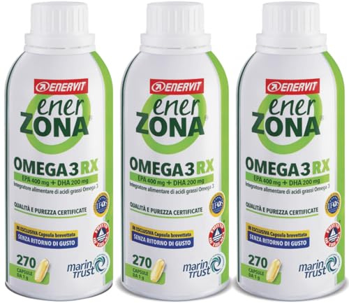Enervit Enerzona Omega 3 RX 270 Capsule da 1g, 3 Confezioni | Integratore Omega 3 IFOS, Olio di Pesce, Acidi Grassi EPA DHA, Supporto Cuore Vista Cervello, Fish Oil Senza Ritorno di Gusto