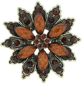 JINZIJINYU Broches Pour Vetements Femme Corsage De Fleurs En Résine Rétro Broche En Diamant Épingle De Collier De Vêtements Bijoux À Boucle Écharpe Marron
