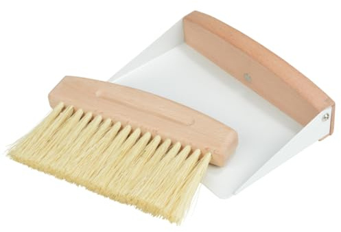 MACOSA HOME UMEN346 Bordsborste och sopskyffel, träborste med spade, brun, vit, bordsopset, sopset, bord, bordspade, smulset, bordskvast, minikvast, spade set