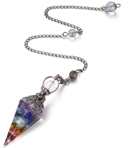 XIANNVXI 7 Chakra Pendule Divinatoire Pendule de Cristal 7 Chakra Pendule de Cristal pour La Radiesthésie,Fournitures de Sorcellerie,Outils de Divination