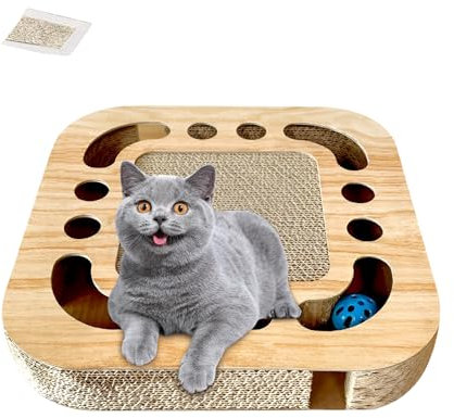 AUSYIWI Katzenkratzer aus Wellpappe für Erwachsene, große und kleine Katzen, beruhigende Katzenkratzmatte aus Pappe, Zubehör und Spielzeug für Haustiere, 33x33x5,5 cm