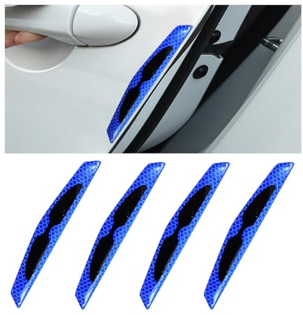 JNNJ 4 Stück Stoßstangenstreifen, Türkantenschutz Aufkleber, Universal Stoßstange Guard Anti-Scratch Protector Trim Aufkleber, Für SUV-LKW (Blau)