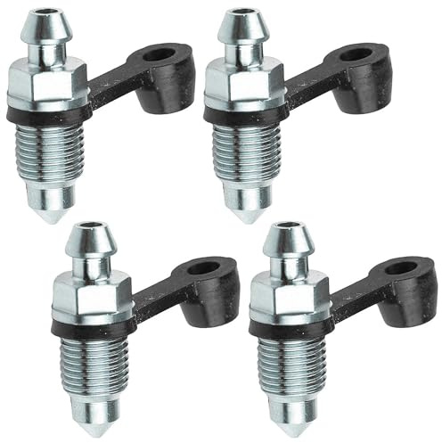 4 Stück Motorrad Entlüftungsschraube M10x1mm Nippel Entlüftungsschraube mit Staubkappe für Scheibenbremse Bremssattel Schrauben Motorräder Autos Bremspumpen