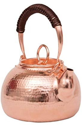 CAFIEDR Moderne Teekanne Gusseisen Teekessel Reines Kupfer Dicker handgemachter Topf Ringdeckel Teekanne Kupfer Teekannen Teeset