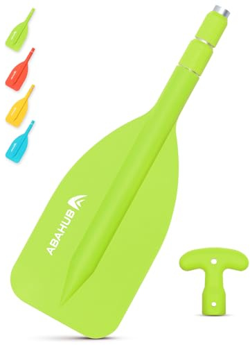 Abahub Pagaia Telescopica 53-106cm Pagaia Emergenza Pagaia Singola con Impugnatura T Timone Leggero Mini Pagaia Ausiliaria Asta Telescopica in Alluminio per Kayak da Canoa Gonfiabile, Verde