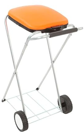 PROREGAL Klassischer Abfallsackständer mit Deckel und Rollen | HxBxT 83x44x56cm | Verzinkte Rohre | Orange