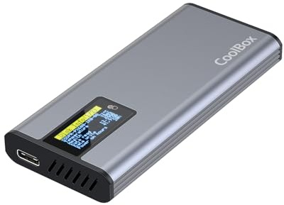 CoolBox NMVe SSD M2 Gehäuse und SSD SATA 2.5 mit Touchscreen, MiniChase PS32, USB3.2 10 Gbit/s, Aluminium, M.2 2242, 2260 und 2280, UASP-Unterstützung, einfache Montage ohne Werkzeug.