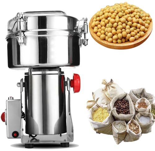 Electric Vegetable Choppers Vegetable Cutter Electric Electric Grain Mill, High Speed Spice Mills for Commercial Use, Stainless Steel Powder Machine for Dry Herbs Cereals, Spices, 2000 g