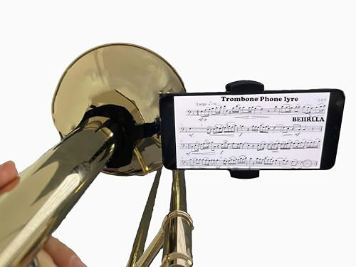 BEIIRLLA Marching Band verstellbare niedrige Messing-Lyre befestigen Sie Ihr Telefon sicher an Musikinstrument für Posaune, Mellophon, Flügelhorn, Marsch-Bariton für 2-6,3 cm runde Rohrdurchmesser.