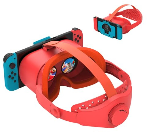 Upgraded VR Headset for Nintendo Switch & Switch OLED Model, Switch VR Gaming Glasses with Adjustable HD Lenses and Head Strap with Rotating Button, Labo VR for Switch Accessories (Orange & Blue)