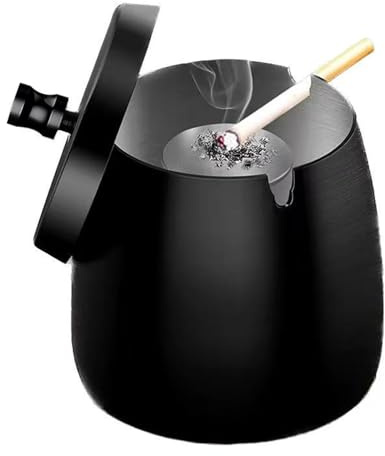 Stainless Steel Ashtray with Lid, Windproof Rainproof Ashtrays for Inside or Outdoors