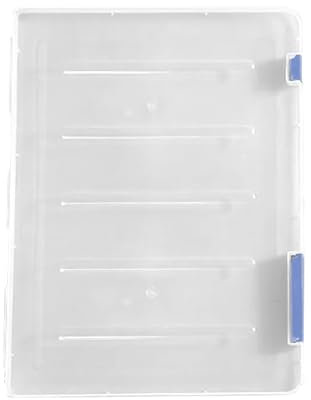 AMEEDA Stehsammler Pappe 2 stücke Transparent Klassifizierung Datei Lagerung Box A4 A5 Tragbare Clip Kunststoff Box Transparent Finishing Box Tragbare Schnalle(Blue L)