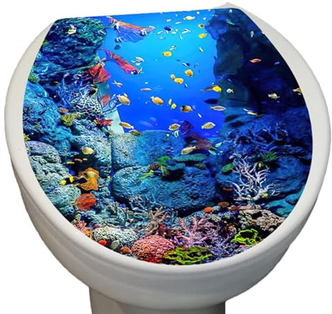 Autocollants pour couvercle de toilette,autocollants pour couvercle de siège de toilette - Autocollants muraux et peintures murales sur le thème de la mer Autocollant pour toilettes | Décalcomanies de
