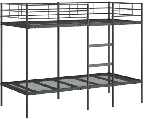 vidaXL Etagenbett ohne Matratze Schwarz 90x200 cm Stahl
