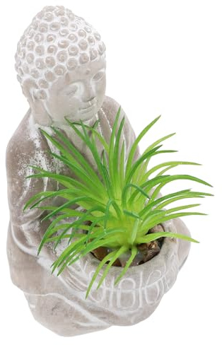 BESPORTBLE Buddha Figur Garten Deko Sukkulenten Kleiner Buddha Topfpflanzen Zement Gartenskulptur Wetterfest Garten Und Tischdekoration Meditativer Außenbereich