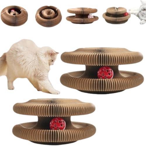 Katzenliebling Katzenwirbel, Katzen Wirbel, Cat Sling Toy, Katzenspielzeug, katzen wirbel spielzeug,fummelbrett für katzen,Foldable Cat Scratching Board with Balls, Organ Cat Scratching Board for