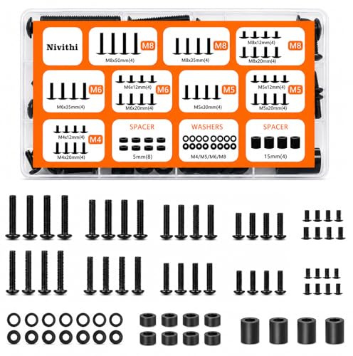 Nivithi Universal-Montageset für TV/Monitor mit M4/M5/M6/M8 Schrauben-Set, Schwarz/Eisen, VESA-Kompatibel mit Monitor-Wandhalterungen und TV-Standfüßen