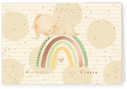 GreenLine Glückwunschkarte zur Geburt | 1 Stück mit Umschlag | Baby Glückwünsche | Klappkarte aus 100% baumfreien Zuckerrohrpapier | Plastikfreie Verpackung | 11,5 x 17 cm