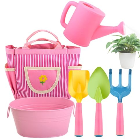 Ensemble de Jardinage pour, Ensemble d'outils de Jardinage pour | 6X Outils de Jardinage pour Râteau avec Sac fourre-Tout,Safe Place Sandbox Jouet Jardin Outils pour Les avec arrosage, Pelle, râteau,