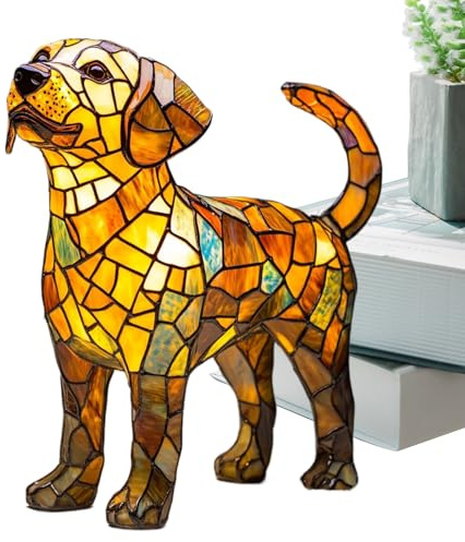 Lámpara de mesa con diseño de animales, serie de gatos y perros, luz nocturna LED de resina teñida, con cálido brillo ambiental, colorida, bellamente elaborada, versátil y decorativa para guardería y