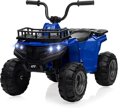 GarveeMore Quad eléctrico para niños, 12 V, con mando a distancia, con música, faros LED, vehículos eléctricos, quad, para niños y niñas a partir de 3 años