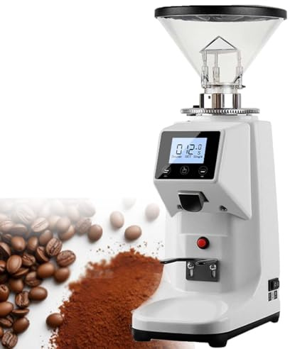 ZHIXUMM Molinillo De Café Profesional De 60 Mm con 19 Niveles De Molienda, Pantalla TáCtil LCD, Intensidad Ajustable, 500 G/1500 G, para Uso DoméStico Y Comercial. White-500g
