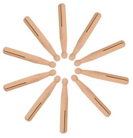 Bâtonnets en Bois Rainurés Artisanaux Couleur Beige 10 Pièces | Ornements Décoratifs Faits Main, Forme Personnage, Style Classique et Créatif pour Loisirs