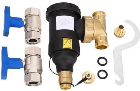 Fafeicy Magnetisk Pannfilter 3/4 5 μm Filtreringsnoggrannhet Mässing Väggmonterad med Magnetisk Splitter och Slangavloppsventil för värme- eller Kylsystem