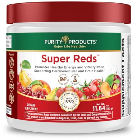Purity Products Super Reds Powder Phytonutrient Superfood Drink Mix w/FloraGLO Lutein - Phytonutrient Blend containing Polyphenols, Antioxidants & More - 330 Grams - 30 Day Supply