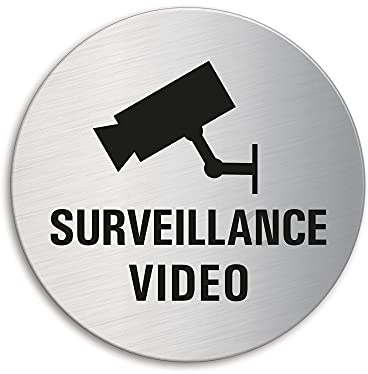 Plaque de Porte - Surveillance Video Ø 75 mm acier Inoxydable brossé fin auto-adhésif No.39130
