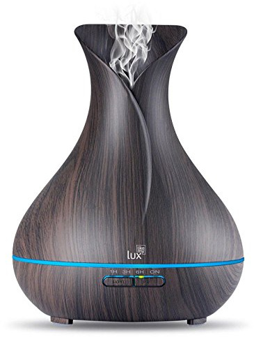 Aroma Diffuser Likemylux 400ml Ultraschall Öl Diffusor LED mit 7 Licht Farben Duftzerstäuber Duftlampe Humidifier Aromatherapie Luftbefeuchter Holzmaserung Dunkel Yoga Salon Wohn-Kinderzimmer