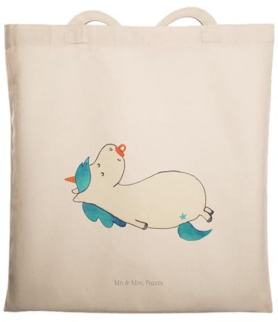 Mr. & Mrs. Panda Schultertasche Einhorn Schnuller - Geschenk, Strandtasche, Jutebeutel, Geburt, Unicorn, Mama, Mutter, Tüte, Geburtstag, Tasche, Stofftasche, Tote Bag