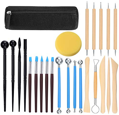 Polymer Clay Tools, 25 Pcs Clay Sculpting Tools, Ball Stylus Dotting Tools, Modeling Clay Tools Set, Ceramic Tools, Pottery Carving Tool with a Storage Bag for Engraving, Embossing, Shaping