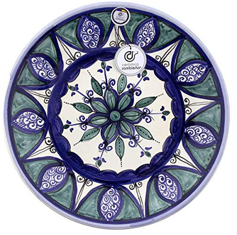 CERÁMICA RAMBLEÑA | Plato Decorativo para Colgar en Pared | Plato de cerámica | Plato de Pared | Plato Pared Modelo D28 | 100% Decorado a Mano | 35x35x5 cm