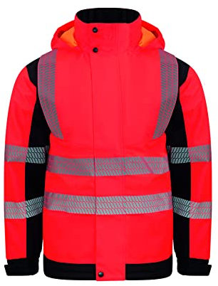 Korntex Hi-Vis Copenhagen Softshell Regen-Jacke (bedruckbar) - Wasserdichte Warnschutz-Arbeitsjacke rot 3XL
