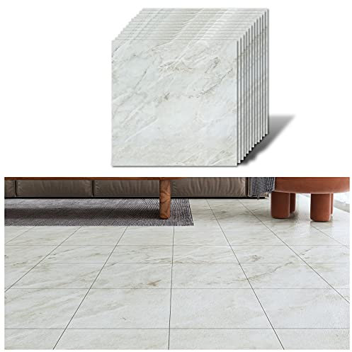VEELIKE Vinilo Autoadhesivo Efecto Marmol Gris - Papel Adhesivo para Suelo de Cocina y Baño - Pegatinas de Baldosas para Habitación Salon 30cm x 30cm 12 Piezas