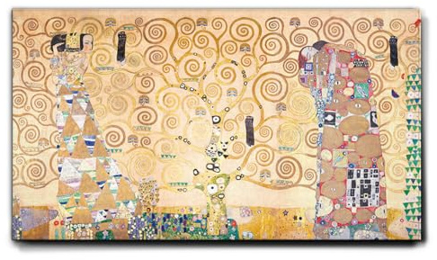 Giallobus - Gemälde - Gustav Klimt - Der Baum des Lebens - Premium Loom Canvas mit hoher Dicke - 140x80 - Bereit zum Aufhängen - Moderne Gemälde für zu Hause
