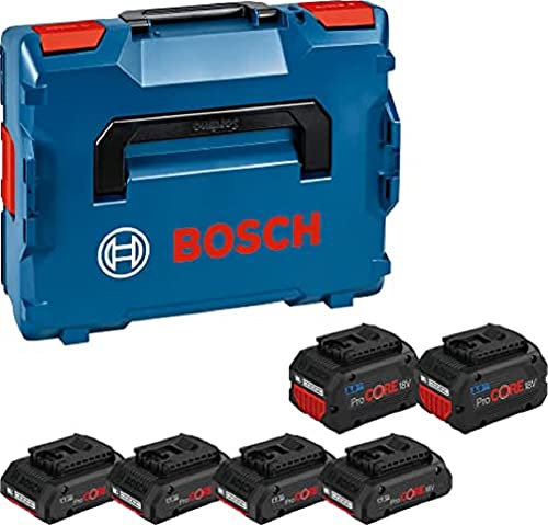 Bosch Professional 18V System Akku Set: 4x ProCORE18V 4.0Ah + 2x ProCORE18V 8.0Ah (inkl. Einlage für Starter-Sets, in L-BOXX)