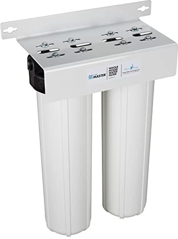 Home Master HMF2SmgRFCC Whole House Water Filter, 4-Layer Sediment Filter 25 to 1 Micron, Powerful Radial Flow Catalytic Carbon 20gpm, 1” NPT Ports, Patented Heavy Steel Bracket fits 16” Wall Studs