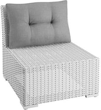 sunnypillow Polster für Gartenmöbel - Rückenkissen 50 x 40 cm für Rattanmöbel - Lounge Kissen Outdoor, wasserdicht, UV-lichtecht - Gartenpolster, Polsterauflagen auf Rattansessel, Stuhl - Grau