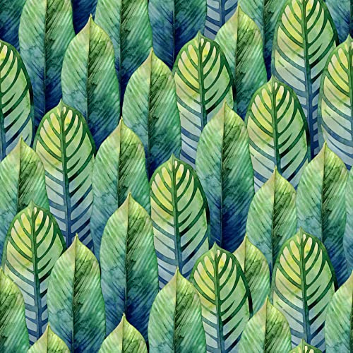 ReWallpaper Dschungel Tapete Grün Blätter Selbstklebende Klebefolie Dschungel Möbel Fototapete Wald Fantasy Kinderzimmer 44.5CM X 3M Grüne Tapete Mit Muster Blätter Gold Kindertapete Jungs