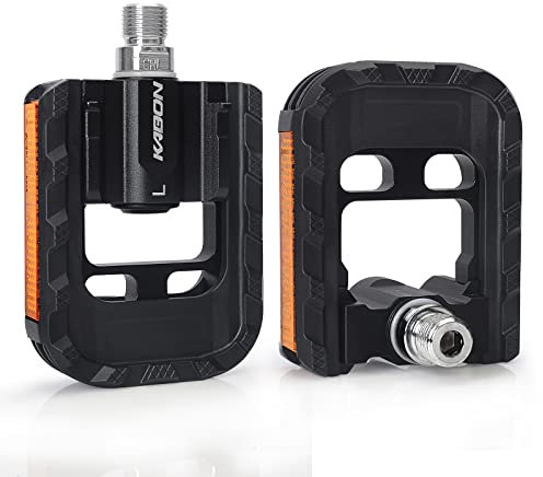 KABON Fahrradpedal faltbar Anti-Rutsch Fahrradpedal Set mit Reflektoren wasserdicht Fahrradpedale passend für alle Fahrradttypen 9/16 (Neu Schwarz)
